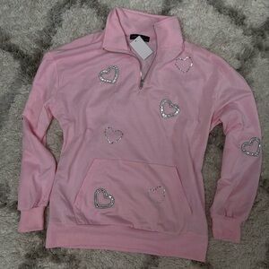 Pink Heart Valentines Embellished Women's Sweater